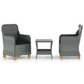 3 Piece Patio Lounge Set with Seat Cushion and Table Light Gray Poly Rattan Steel Frame J61189