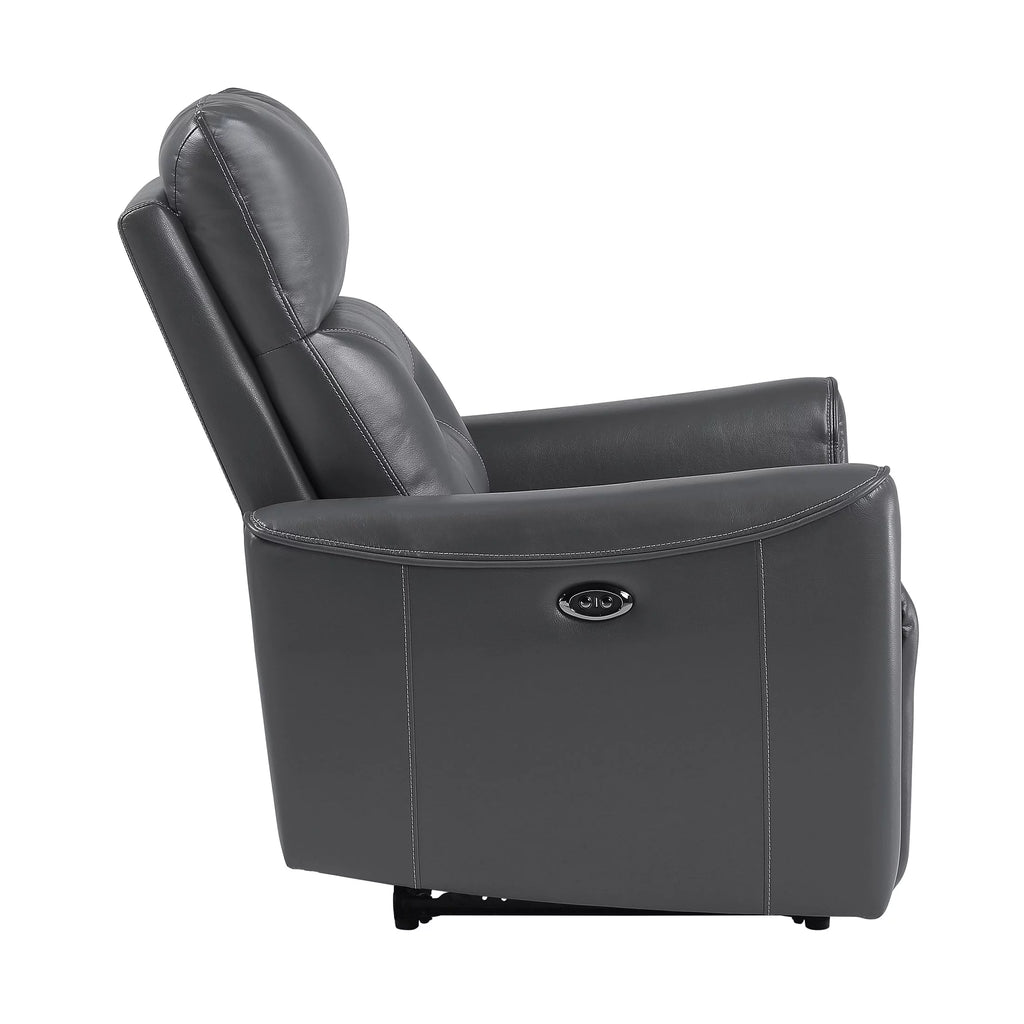 Dark Gray Faux Leather Power Reclining Chair V414