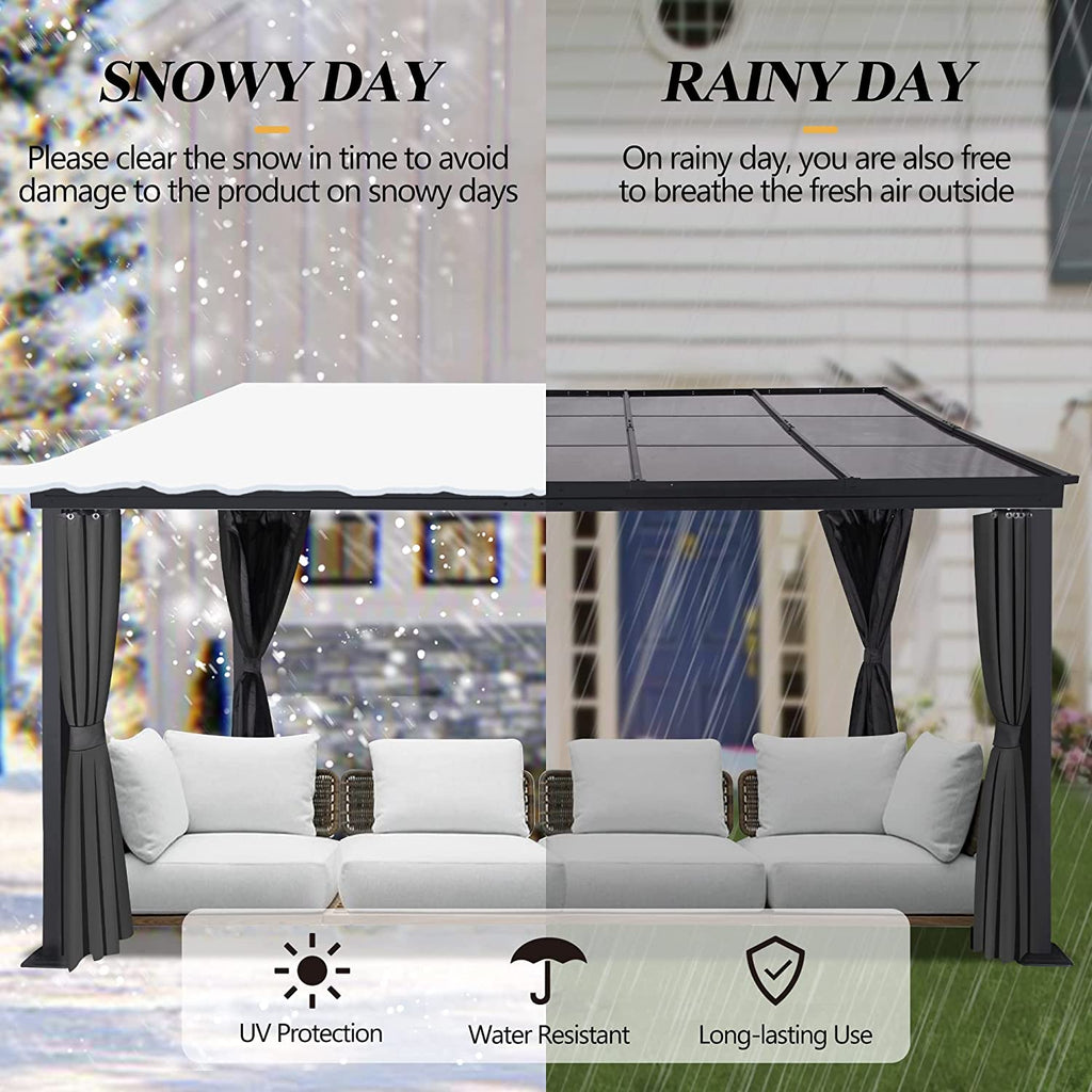 10 x 13FT Polycarbonate Hardtop Gazebo with Aluminum Frame P58957