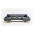 Gray Fabric Linen Blend Sectional Sofa with Chaise L767