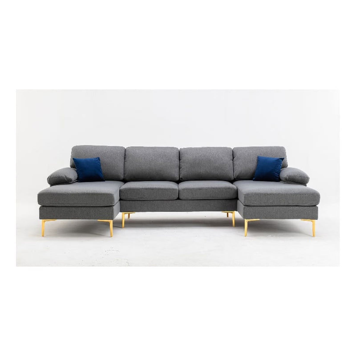 Gray Fabric Linen Blend Sectional Sofa with Chaise L767
