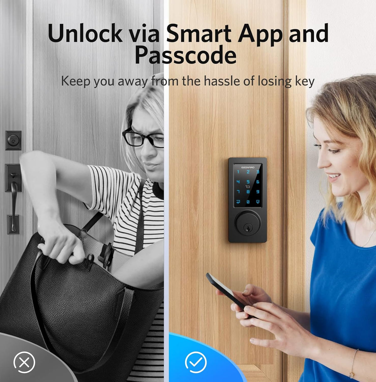 Keyless Entry Door Lock Smart Deadbolt with Bluetooth App Keypad C9158