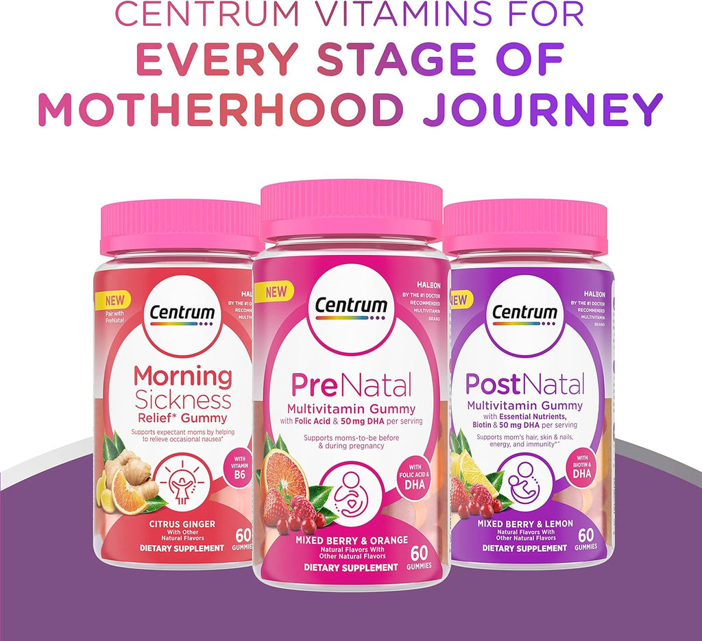 Prenatal Multivitamin Gummies with DHA and Folic Acid, Mixed Berry and Orange Flavors - 60 Count H208425