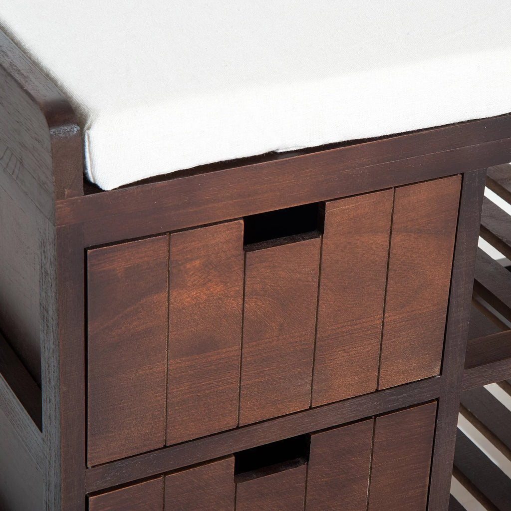 Compact Rustic Wooden Shoe Rack Bench with Drawers O9584