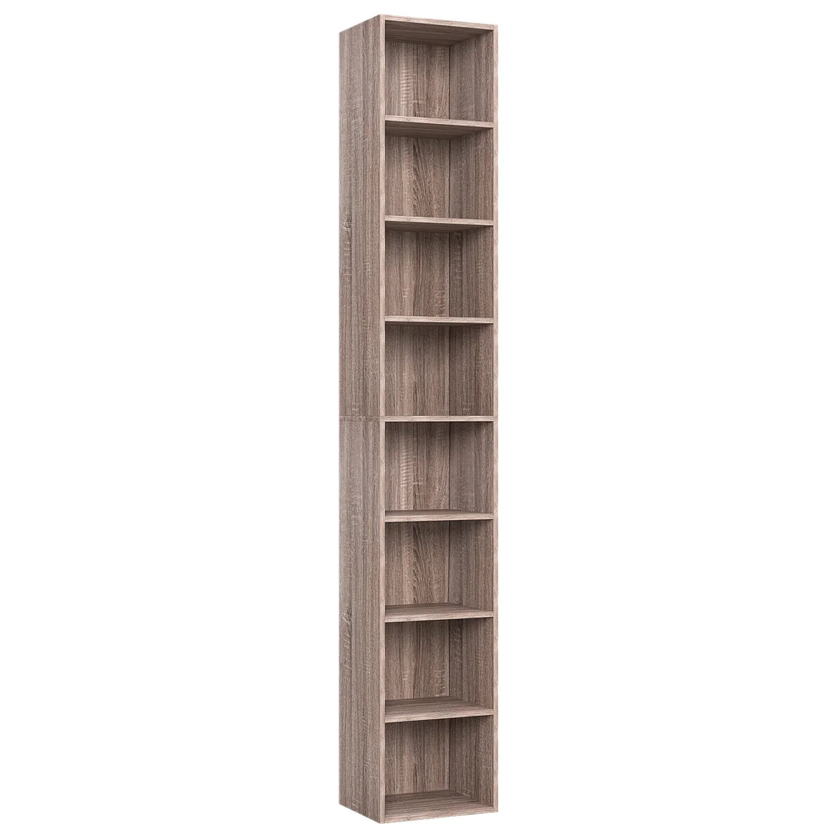 Dark Oak 8 Shelves Narrow Bookcase E94240