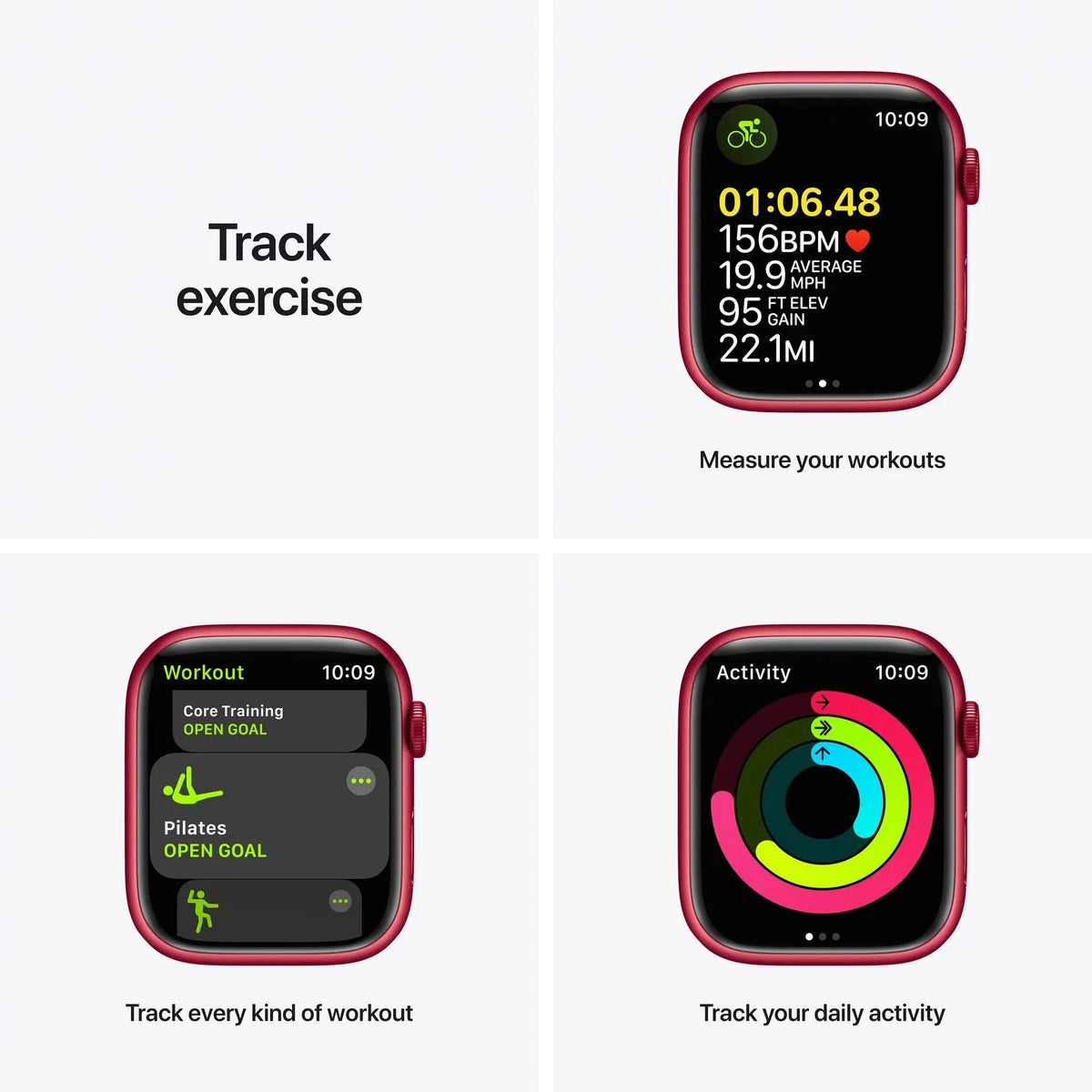 Red 45 mm Aluminum Case Smartwatch with Sport Band P6664
