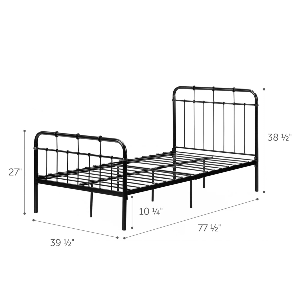 Black Metal Twin Complete Bed Y64068