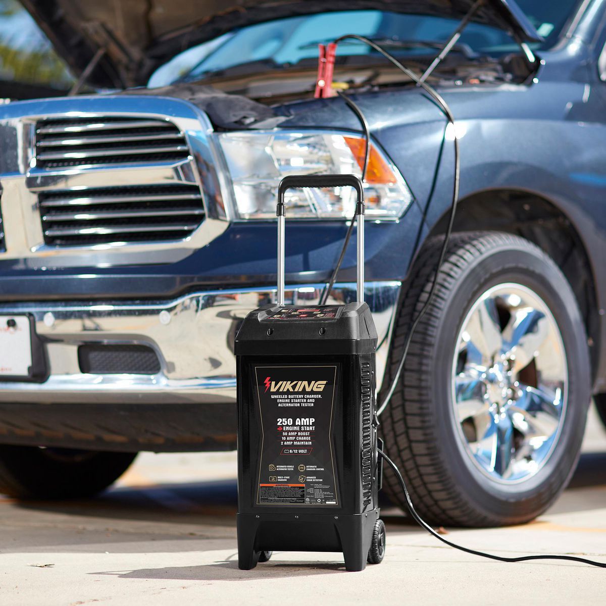 6/12V Wheeled Battery Charger, Engine Starter, and Alternator Tester V66231
