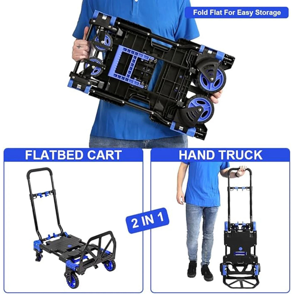 Folding Hand Truck Dolly with Retractable Handle and 4 Wheels Y50106