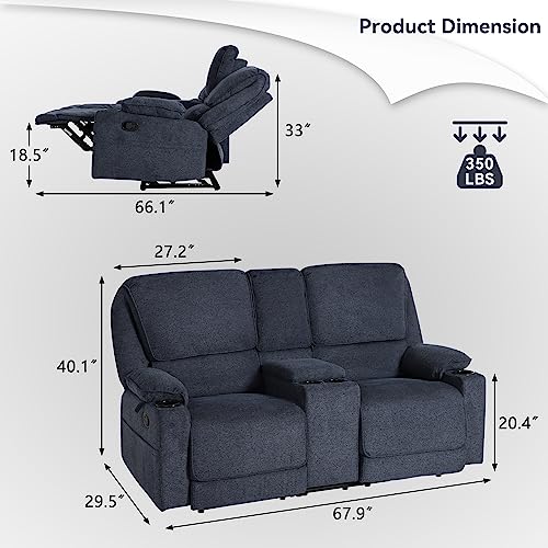 Light Grey 2 Seater Manual Reclining Loveseat Sofa U6893