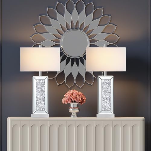 White Fabric Shade Table Lamp Set of 2 V209