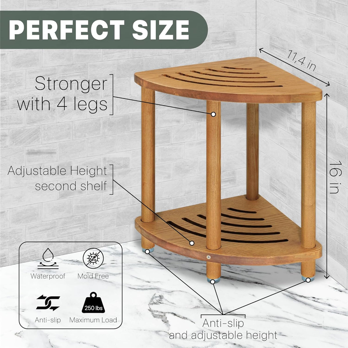 Corner Shower Stool 16 inch Shower Seat P894