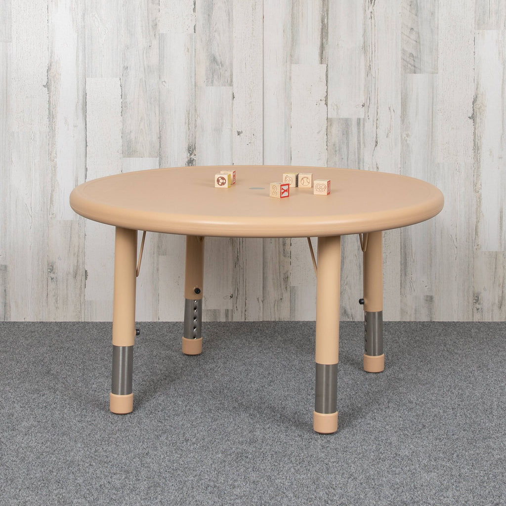 33x22 Round Natural Plastic Height Adjustable Activity Table K945
