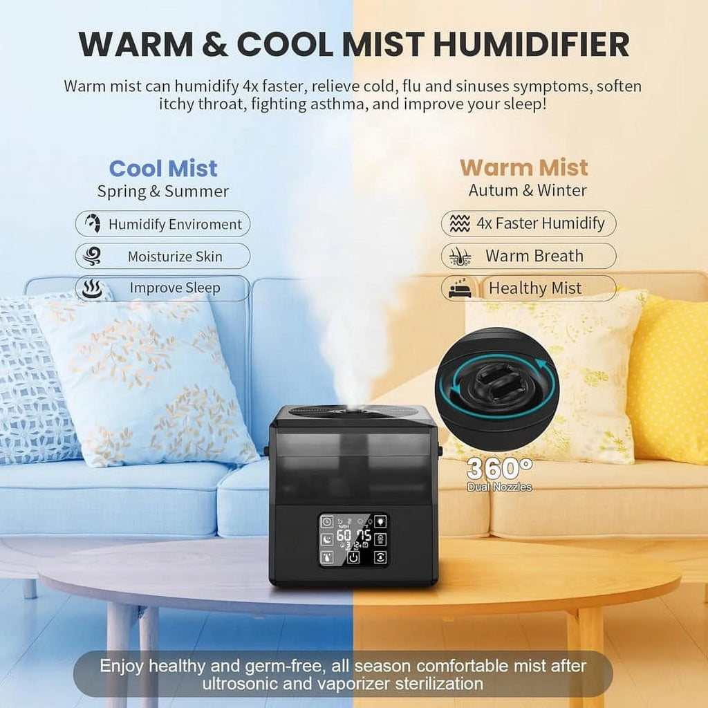 Black Warm & Cool Mist Humidifier with Remote Control P56068
