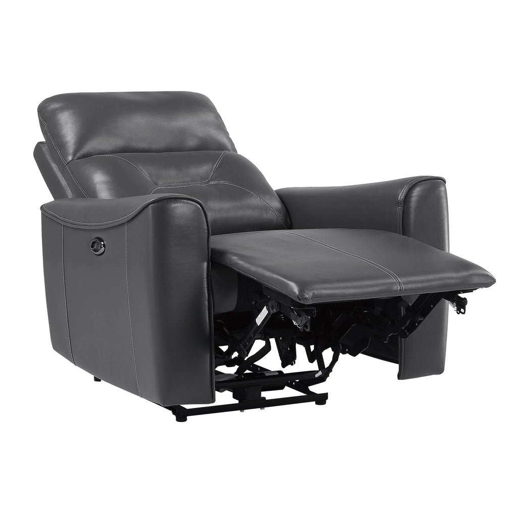 Dark Gray Faux Leather Power Reclining Chair V414