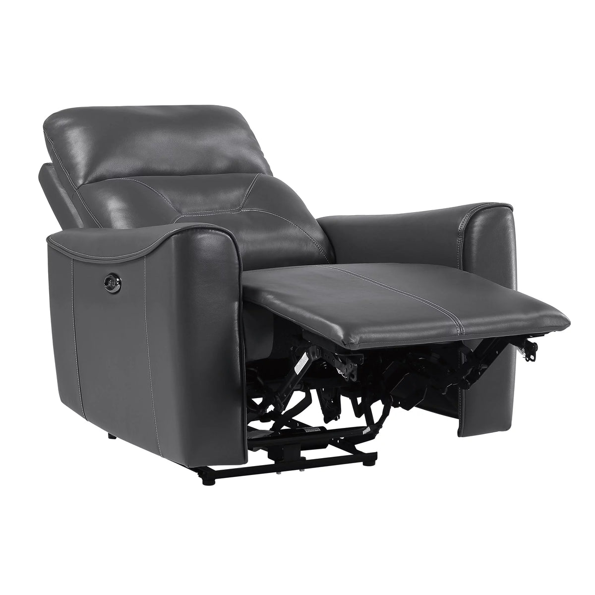 Dark Gray Faux Leather Power Reclining Chair V414