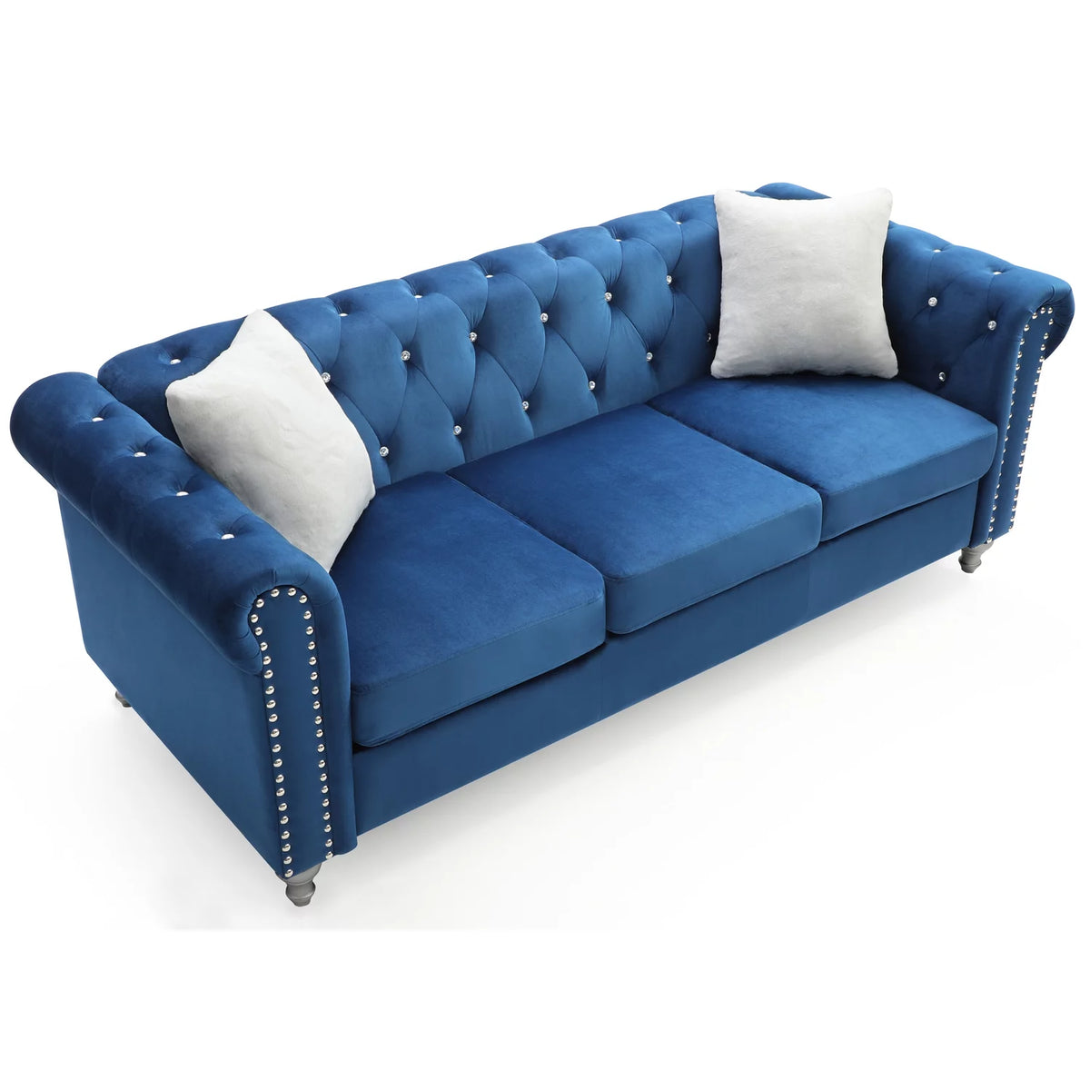Navy Blue Velvet Sofa J483310