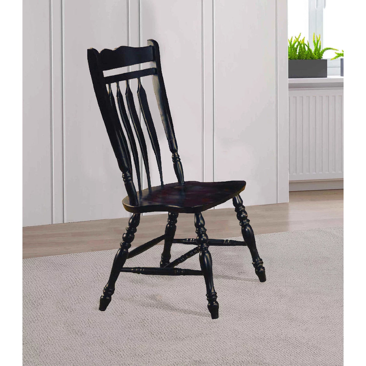 Black Wood Dining Chairs Set of 2 D6644