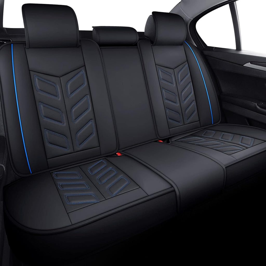 Front Pair Black+Red Faux Leather Car Seat Covers X512146
