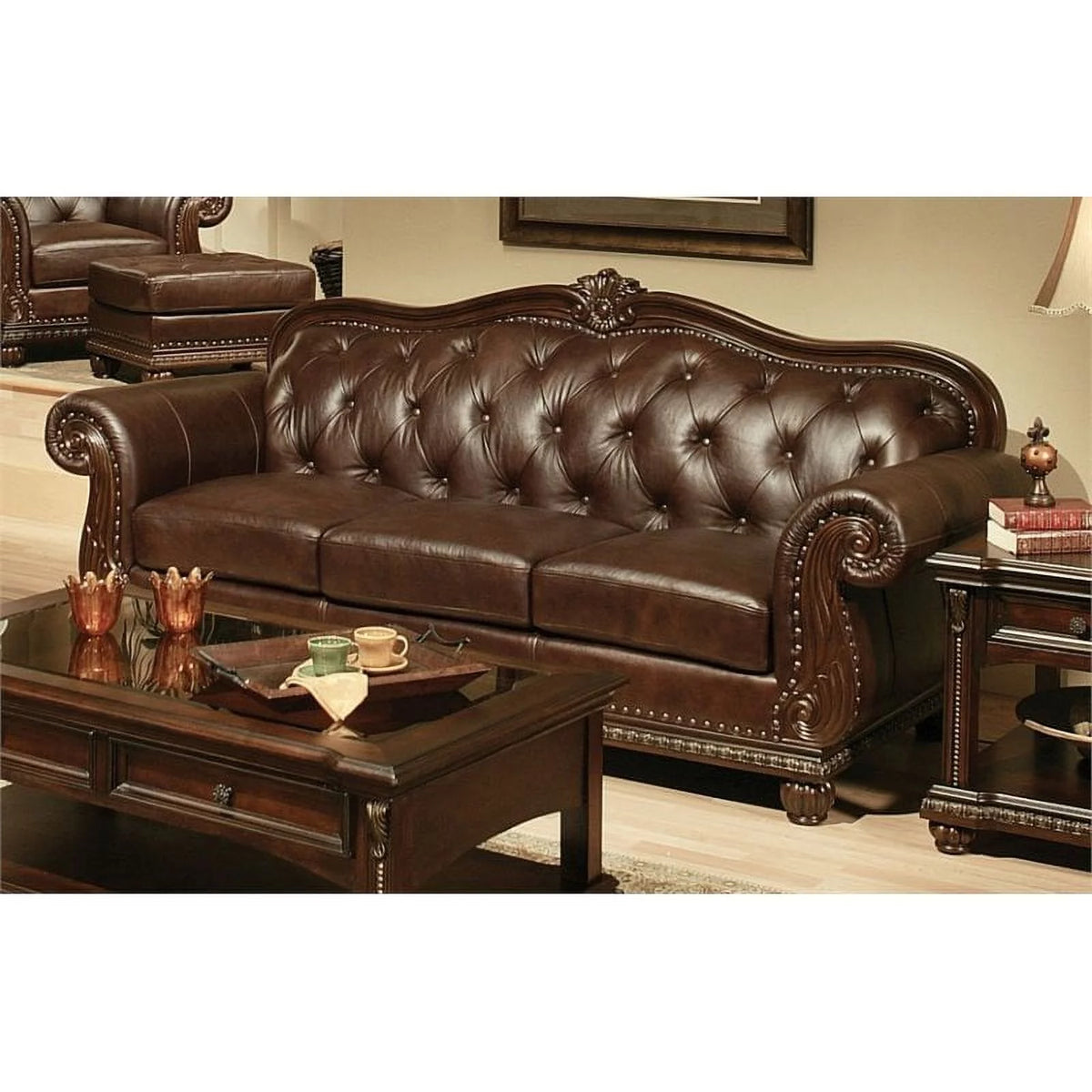 Tufted Upholstered Leather Sofa M98408