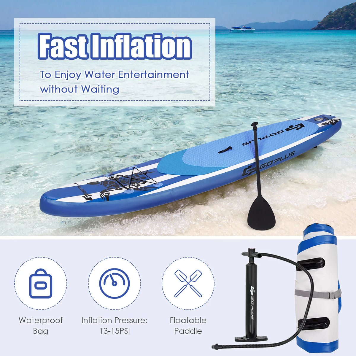 10.5' Inflatable Stand Up Paddle Board with Carry Bag W87022