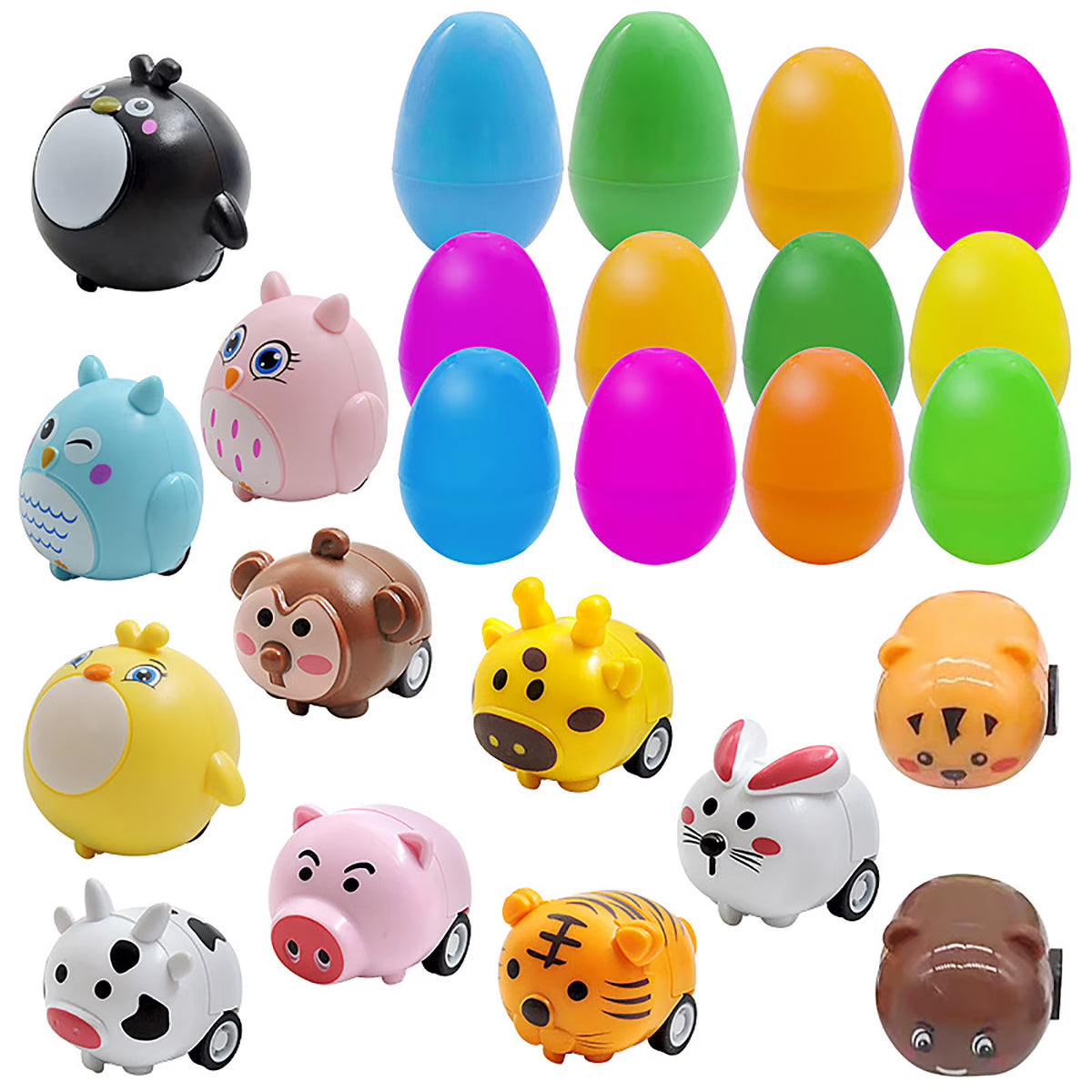 24pcs Children's Animal Car Eggs Toy Set W446