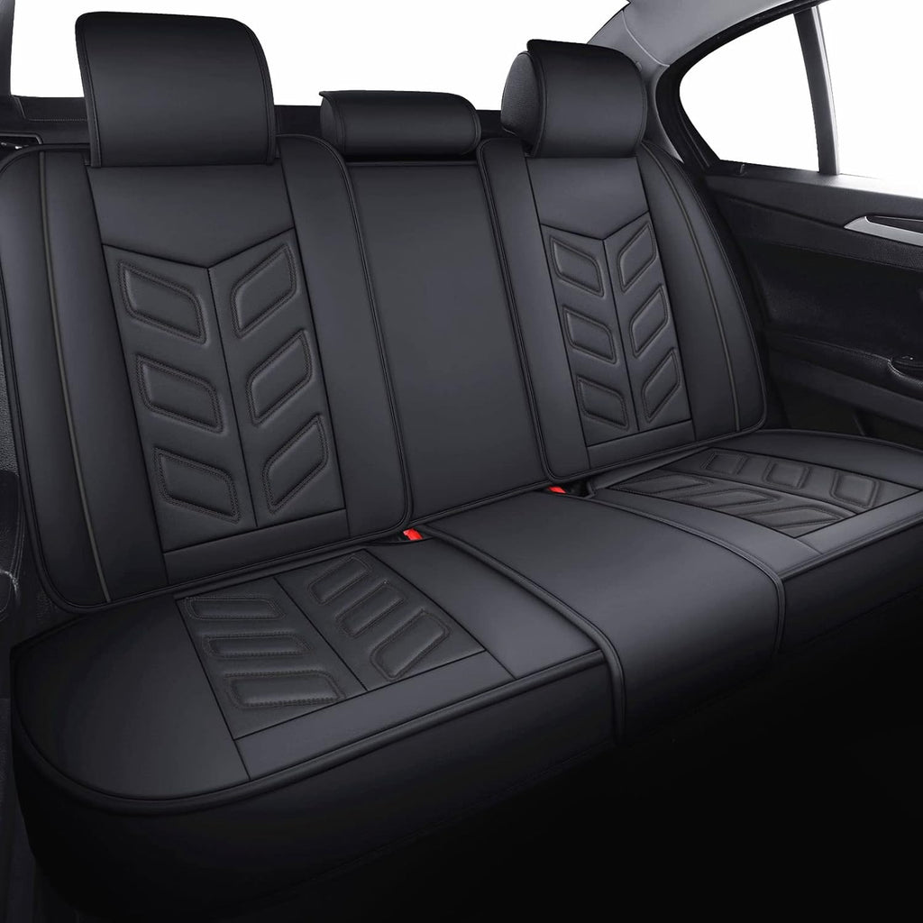 Front Pair Black+Red Faux Leather Car Seat Covers X512146