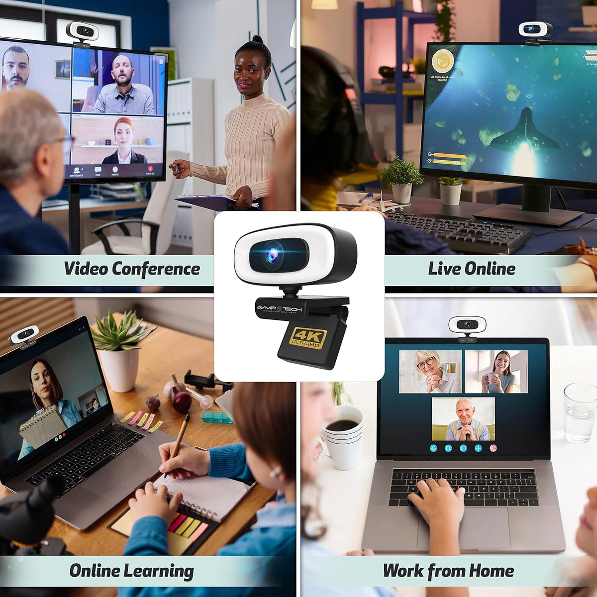 4K Ultra HD 8MP Autofocus USB Webcam with Microphone T916483