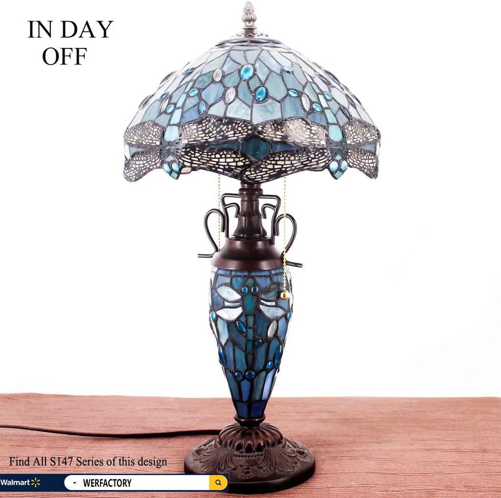 Sea Blue Stained Glass Table Lamp T714