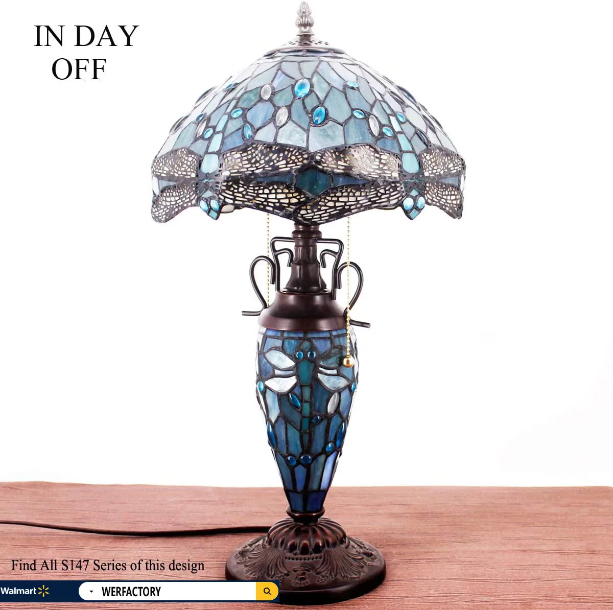 Sea Blue Stained Glass Table Lamp T714