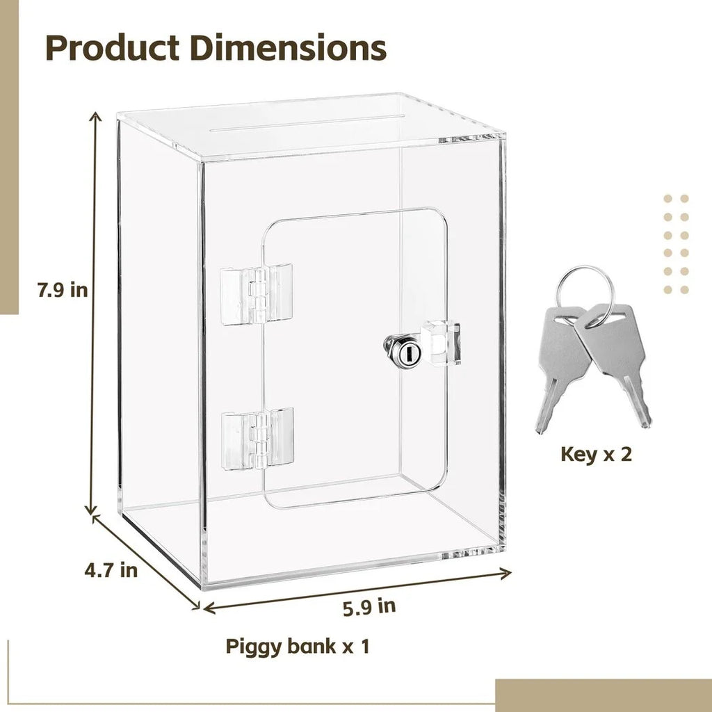 Clear Piggy Bank with Lock and Key N10291