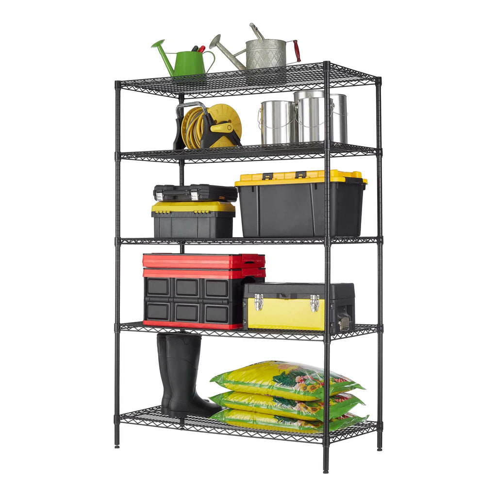 Steel 5-Tier Storage Shelf Unit Black A365