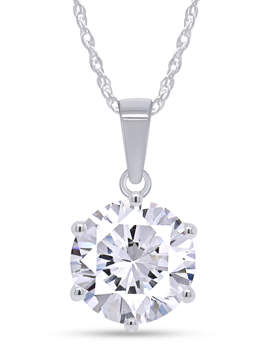 18K White Gold Over Sterling Silver Moissanite Pendant Necklace A32295