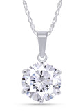 18K White Gold Over Sterling Silver Moissanite Pendant Necklace A32295