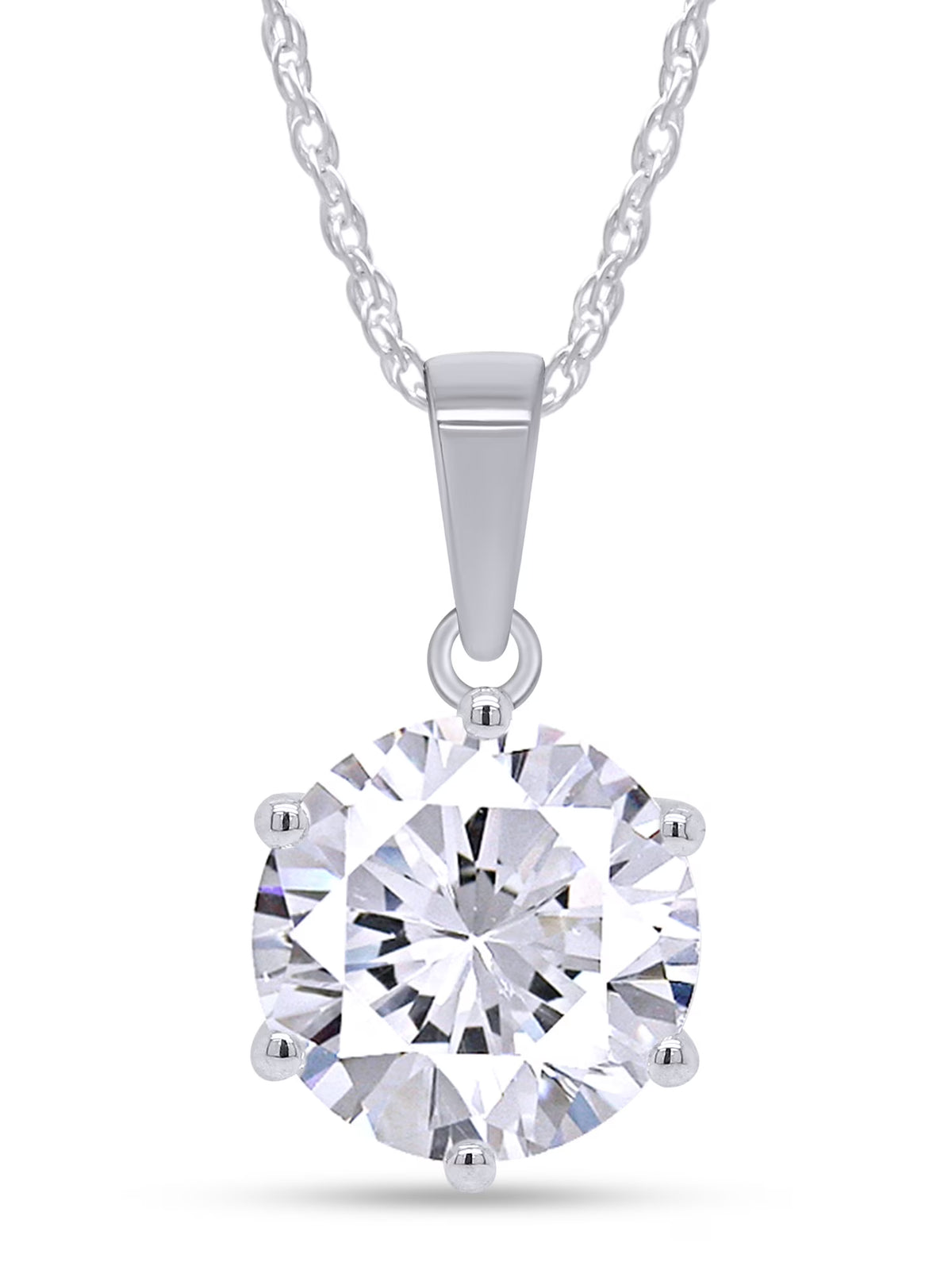 18K White Gold Over Sterling Silver Moissanite Pendant Necklace A32295