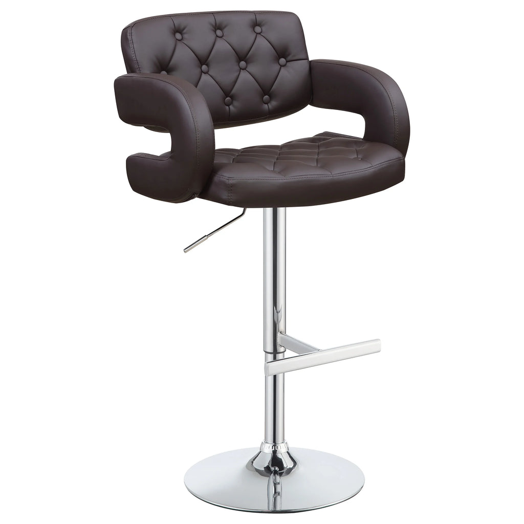 Adjustable Bar Stool Chrome and Brown D8420