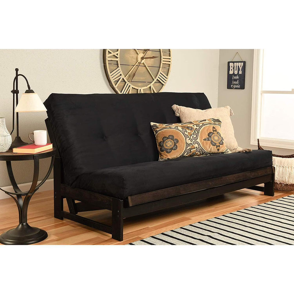 Vintage Futon Frame with Suede Black Mattress E7176