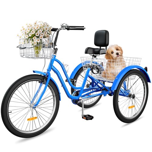 24 & 26 Inch 3-Wheel Adult Tricycle with Front and Rear Baskets N14110
