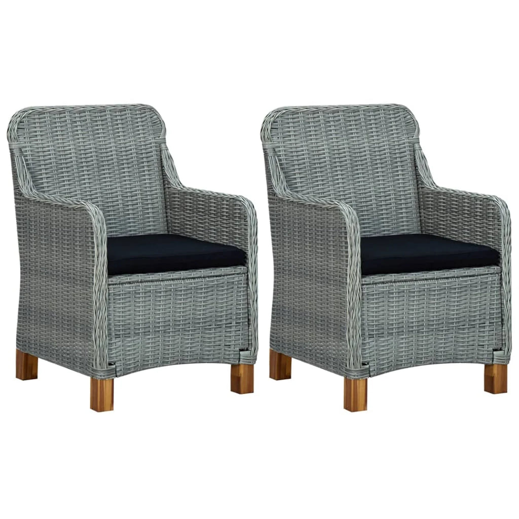 3 Piece Patio Lounge Set with Seat Cushion and Table Light Gray Poly Rattan Steel Frame J61189
