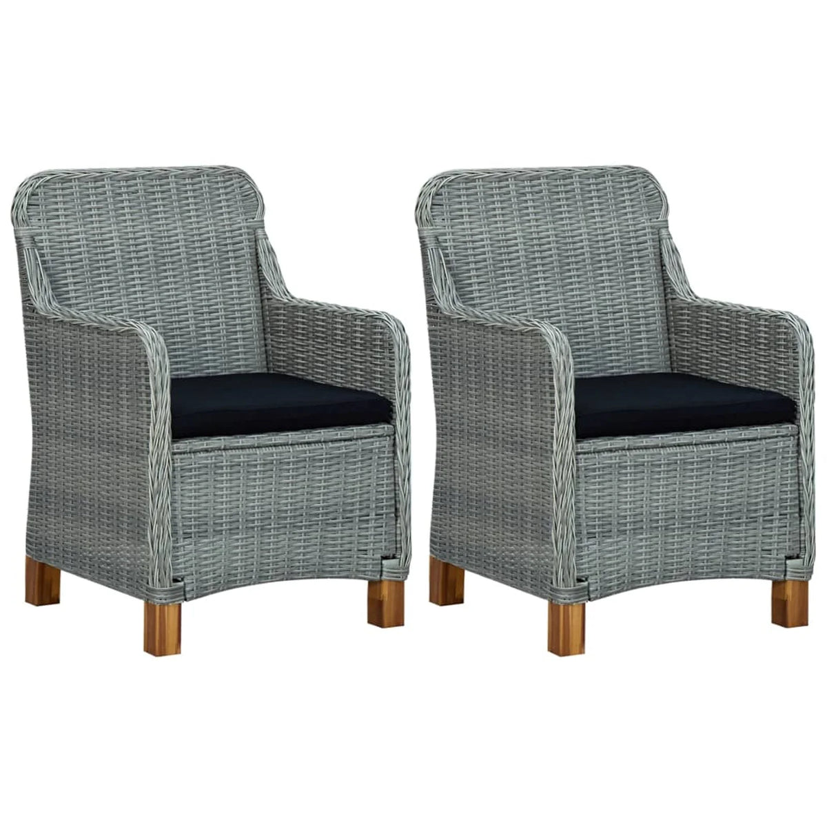 3 Piece Patio Lounge Set with Seat Cushion and Table Light Gray Poly Rattan Steel Frame J61189