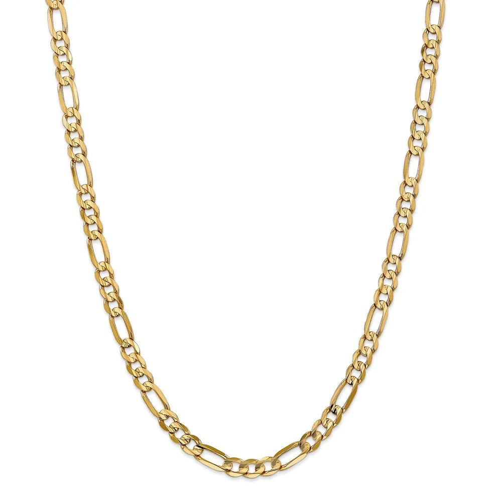 14kt Yellow Gold 6mm Open Figaro Chain 18 inch Lobster Clasp V7804