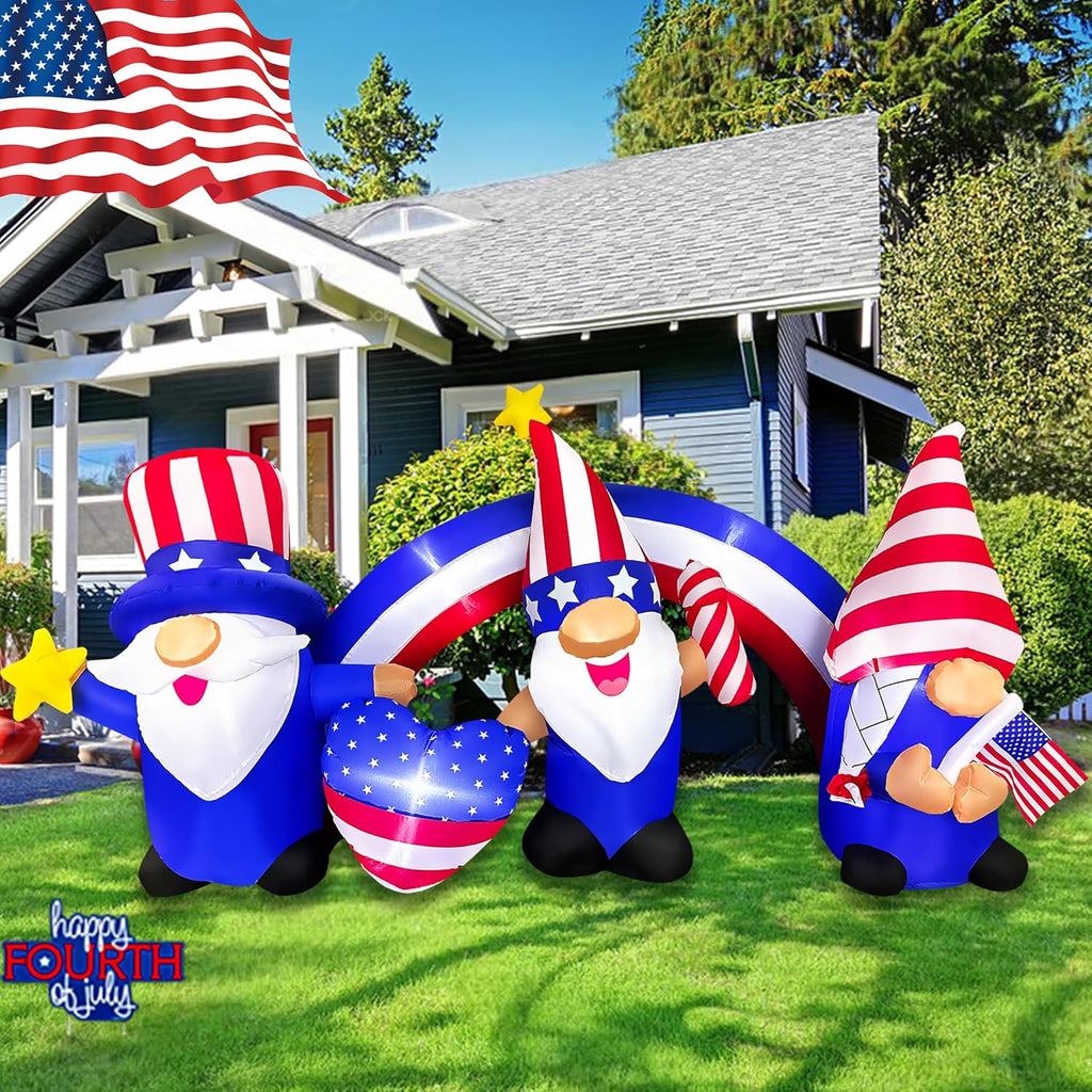 7 FT Inflatable 3 Gnomes with Archway Decorations C8497