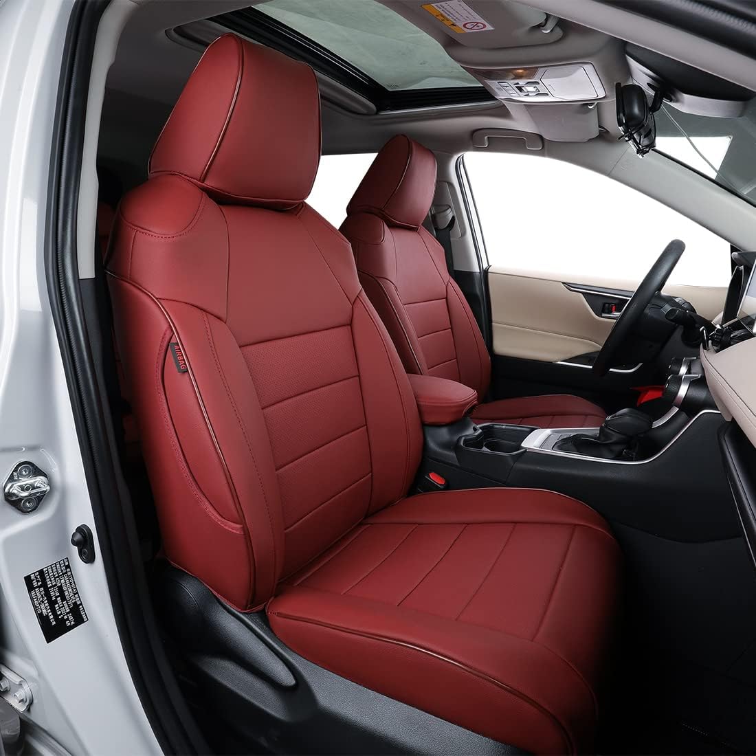 Custom Fit Full Set Car Seat Covers Leatherette Beige J34746
