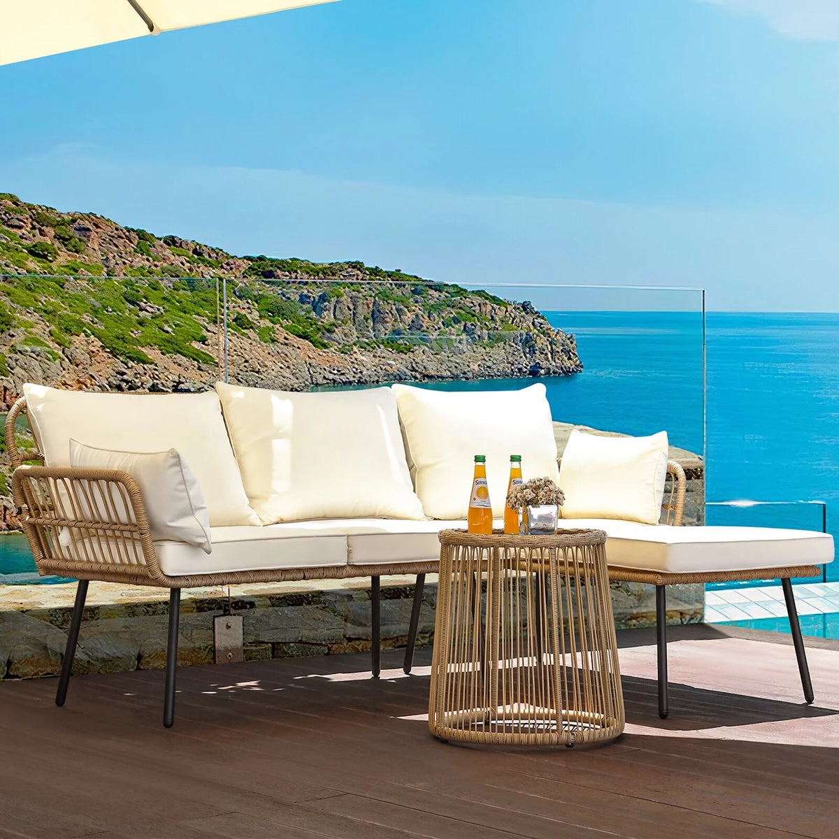 3-piece Woven Outdoor Sectional Sofa Set P485183