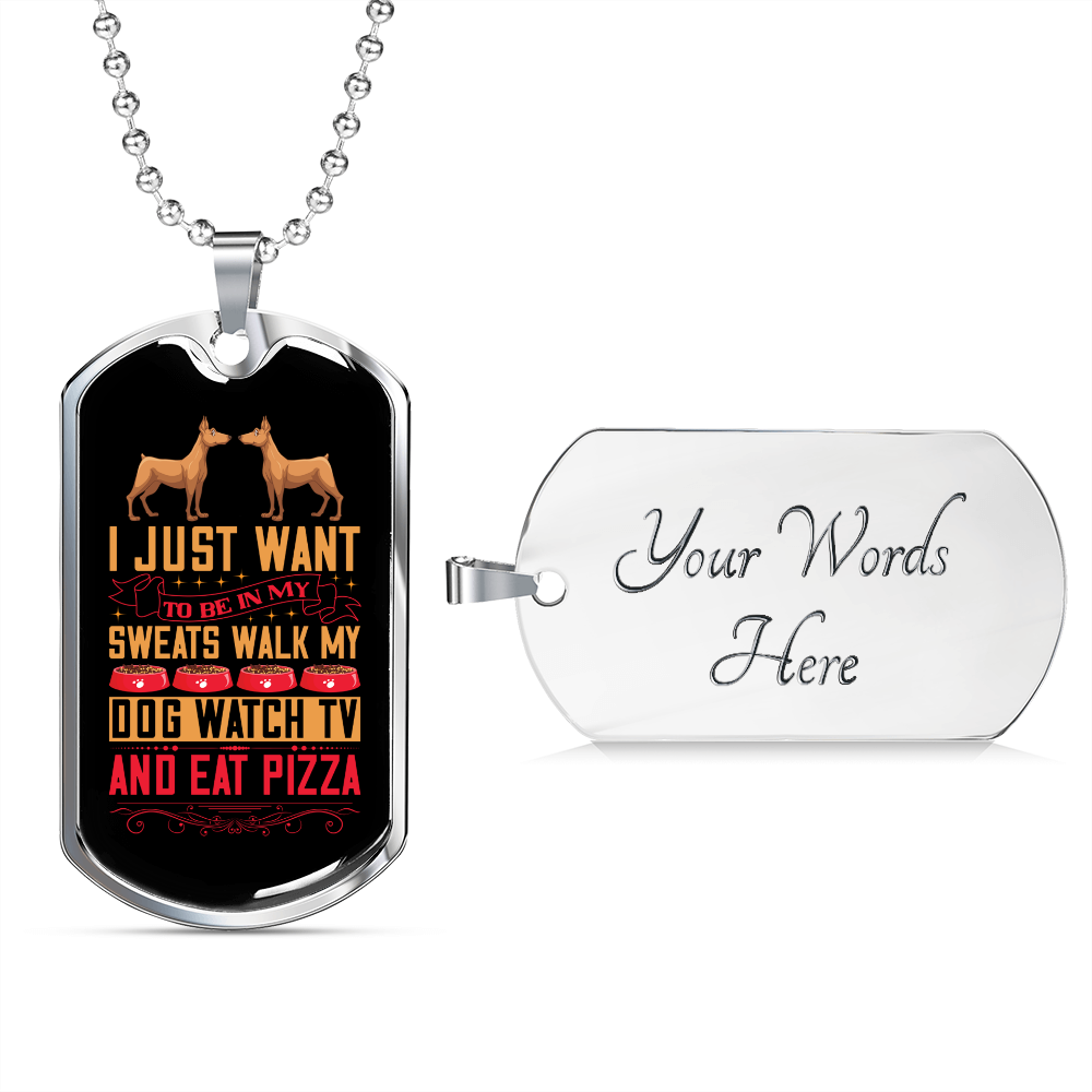 Stainless Steel or 18k Gold Dog Tag Necklace with 24" Chain S392