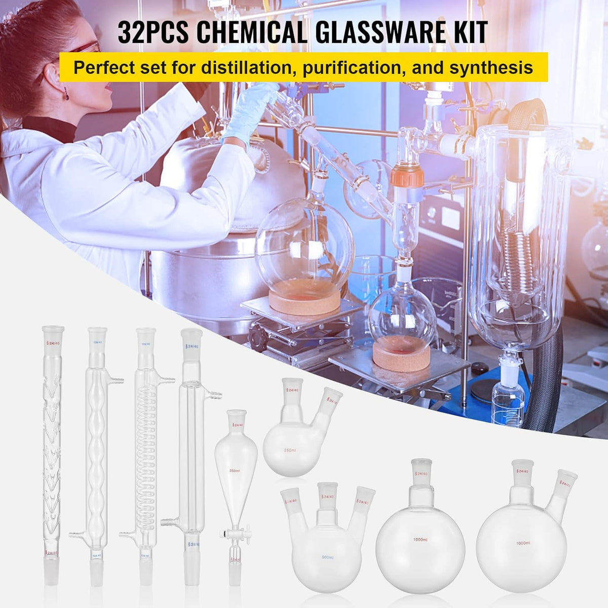 32PCS Chemistry Lab Glassware Kit 250 1000ml P52890