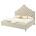 Light Gray Fabric Upholstered Queen Bed V595561