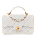 Quilted Mini Top Handle Rectangular Flap White Q37859
