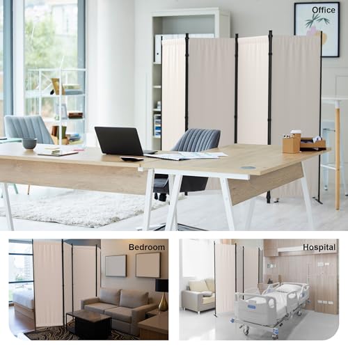 4 Panel Folding Privacy Screen Room Divider with 3 Metal Feet I7974