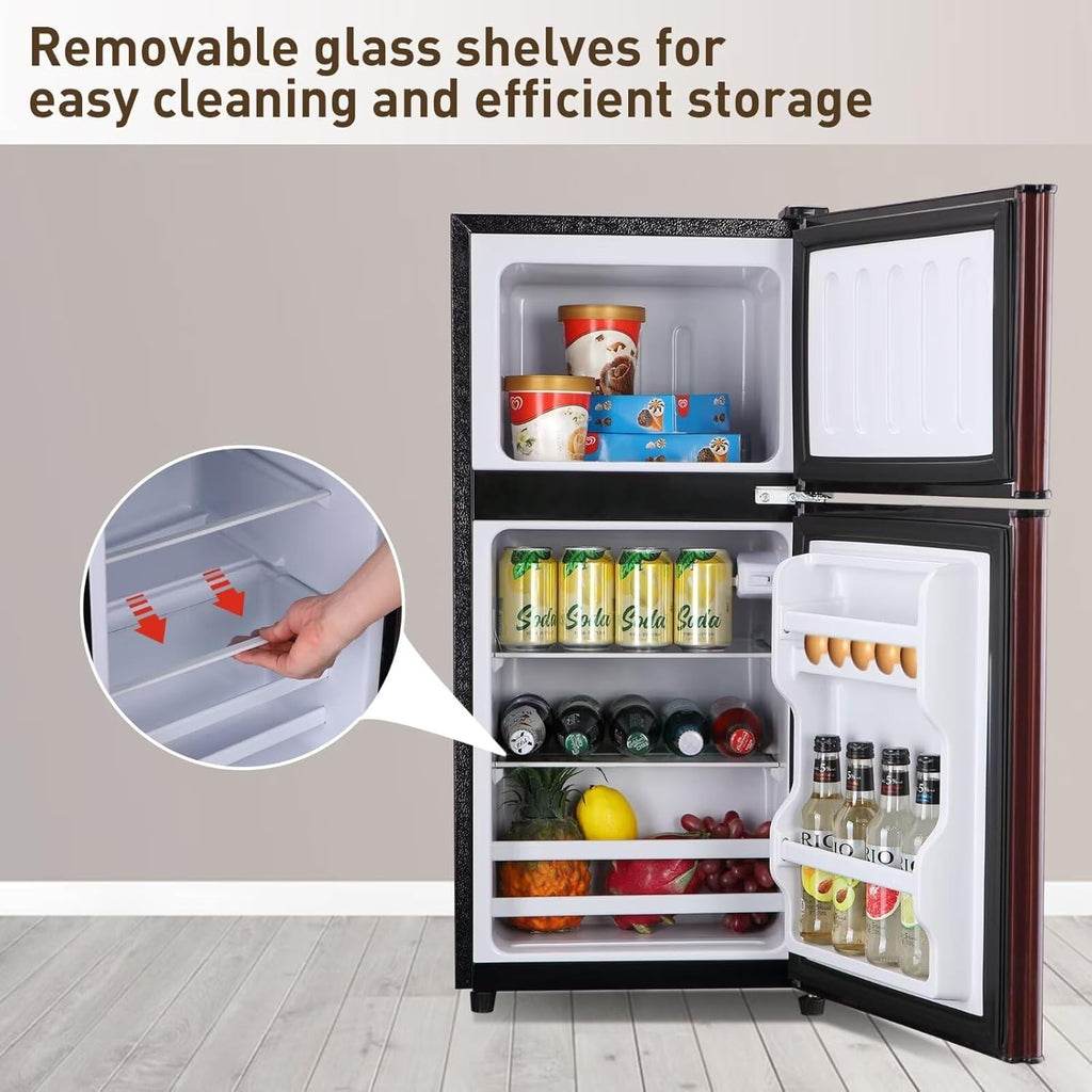 Compact Refrigerator, 3.5 Cu.Ft Double Door Fridge with 7 Level Adjustable Thermostat W926830